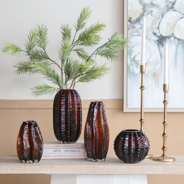 Artekko Briar Βάζο Γυάλινο Καφέ (17x17x15.5)cm