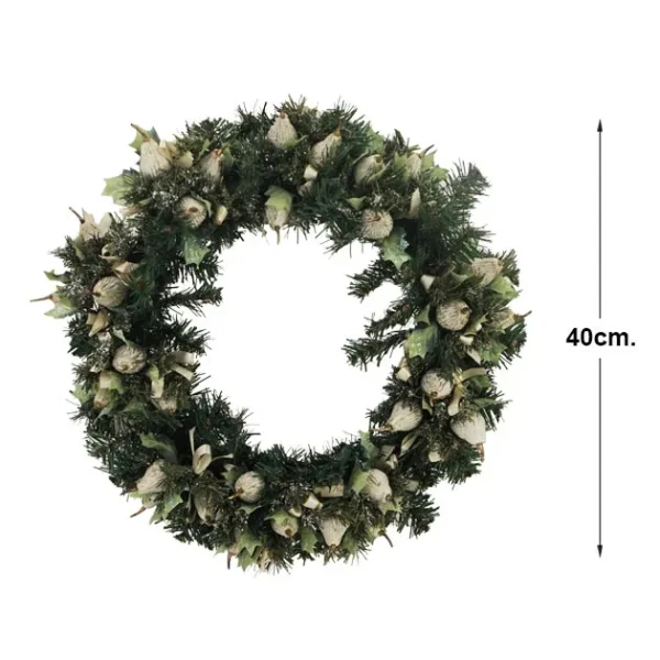 ΧΡΙΣΤΟΥΓ. ΣΤΕΦΑΝΙ ΣΤΟΛΙΣΜΕΝΟ (ΑΧΛΑΔΑΚΙΑ) ΜΙΚΡΟ ΕΛΑΤΙΝΟ Φ40cm