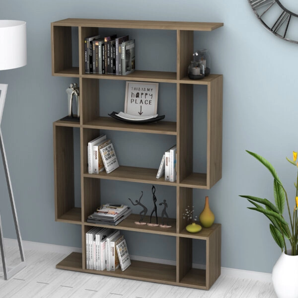 Βιβλιοθήκη Clint Megapap χρώμα καρυδί 108,5x25,5x161εκ.