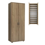 Ντουλάπα ρούχων - παπουτσοθήκη Eric Megapap δίφυλλη χρώμα καρυδί 76x36x187εκ.