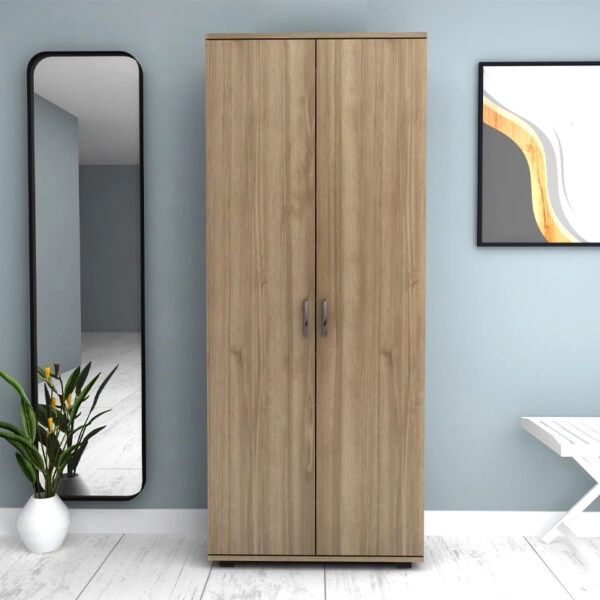 Ντουλάπα ρούχων - παπουτσοθήκη Eric Megapap δίφυλλη χρώμα καρυδί 76x36x187εκ.