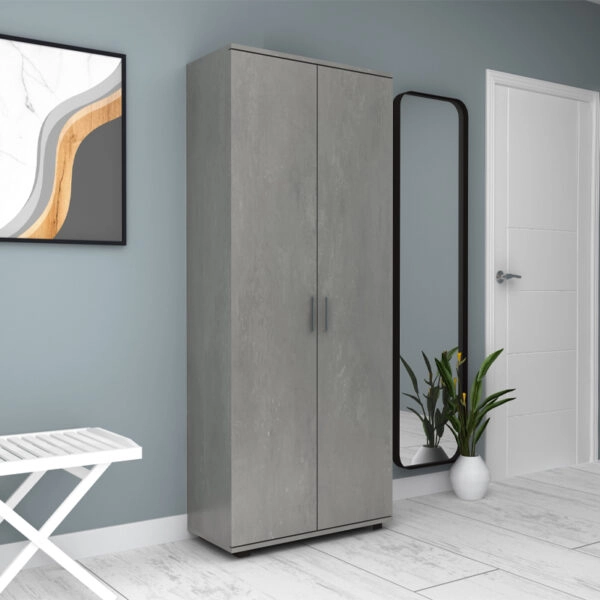 Ντουλάπα ρούχων - παπουτσοθήκη Eric Megapap δίφυλλη χρώμα γκρι σκυροδέματος 76x36x187εκ.