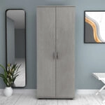 Ντουλάπα ρούχων - παπουτσοθήκη Eric Megapap δίφυλλη χρώμα γκρι σκυροδέματος 76x36x187εκ.