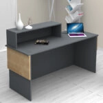 Γραφείο υποδοχής - reception Dustin Megapap χρώμα ανθρακί - φυσικό οξιάς 160x60x101,8εκ.