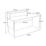 Γραφείο υποδοχής - reception Dustin Megapap χρώμα ανθρακί - φυσικό οξιάς 160x60x101,8εκ.