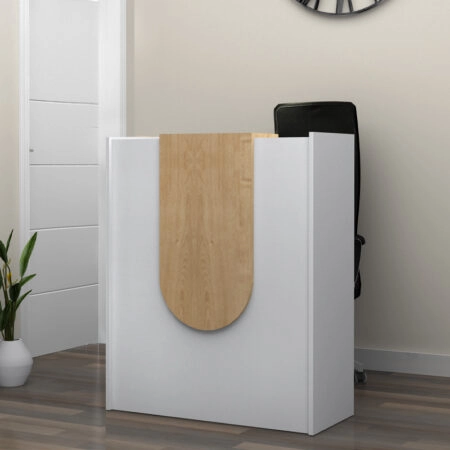 Γραφείο υποδοχής - reception Mezzo Megapap χρώμα λευκό - φυσικό οξιάς 90x40x110εκ.