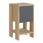 Κομοδίνο μελαμίνης Ema  χρώμα φυσικό οξιάς - ανθρακί 30x30x55εκ.