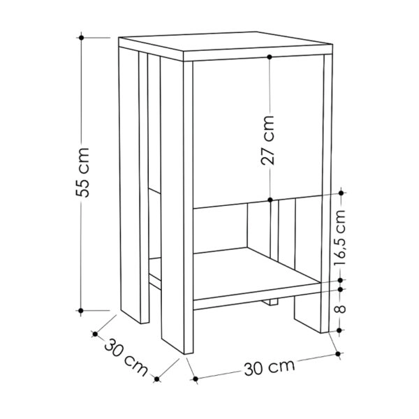 Κομοδίνο Ema  χρώμα ανοιχτό καρυδί 30x30x55εκ.
