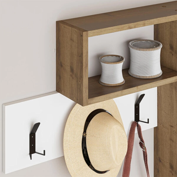 Κρεμάστρα τοίχου Game  από μελαμίνη χρώμα φυσικό οξιάς - λευκό 99,5x15x61εκ.