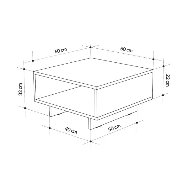 Τραπεζάκι σαλονιού Hola  μελαμίνης χρώμα ανθρακί 60x60x32εκ.