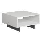Τραπεζάκι σαλονιού Hola  μελαμίνης χρώμα λευκό - ανθρακί 60x60x32εκ.