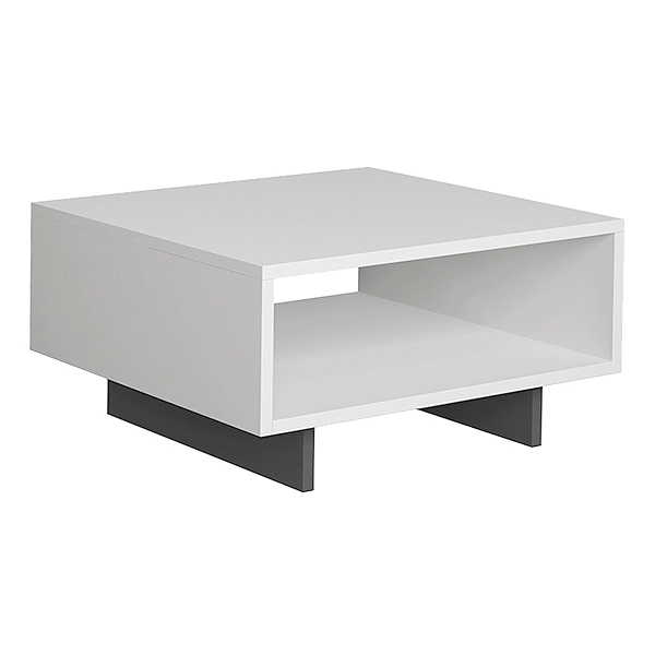 Τραπεζάκι σαλονιού Hola  μελαμίνης χρώμα λευκό - ανθρακί 60x60x32εκ.