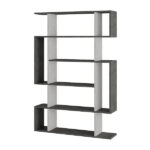 Βιβλιοθήκη μελαμίνης Mito  χρώμα λευκό αντικέ - γκρι ρετρό 108x25x161εκ.