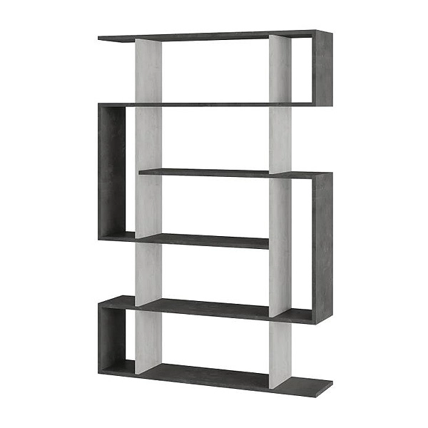 Βιβλιοθήκη μελαμίνης Mito  χρώμα λευκό αντικέ - γκρι ρετρό 108x25x161εκ.