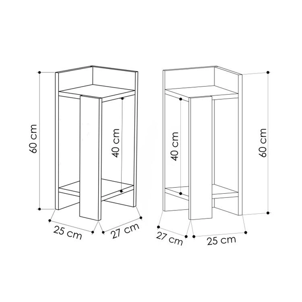 Κομοδίνο μελαμίνης Elos  σετ 2 τεμαχίων χρώμα sapphire oak 25x27x60εκ.