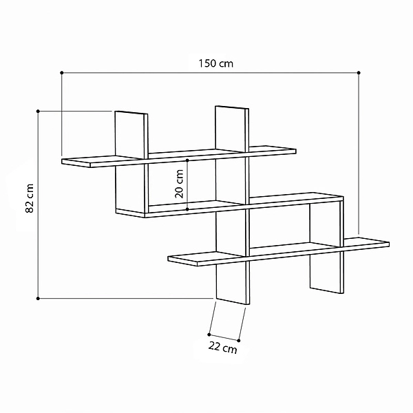 Ραφιέρα τοίχου Halic μελαμίνης χρώμα λευκό 150x22x82εκ.