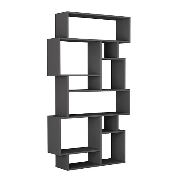 Βιβλιοθήκη μελαμίνης Karmato  χρώμα ανθρακί 96x25,5x168,5εκ.