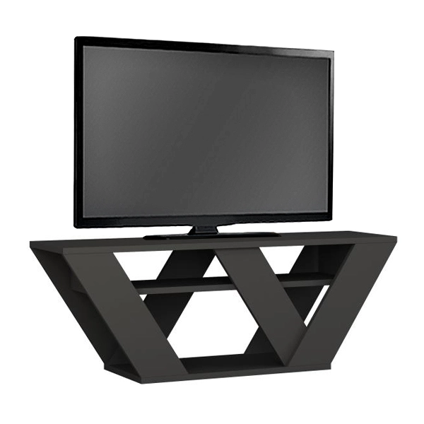 Έπιπλο τηλεόρασης Pipralla μελαμίνης χρώμα ανθρακί 110x30x40εκ.
