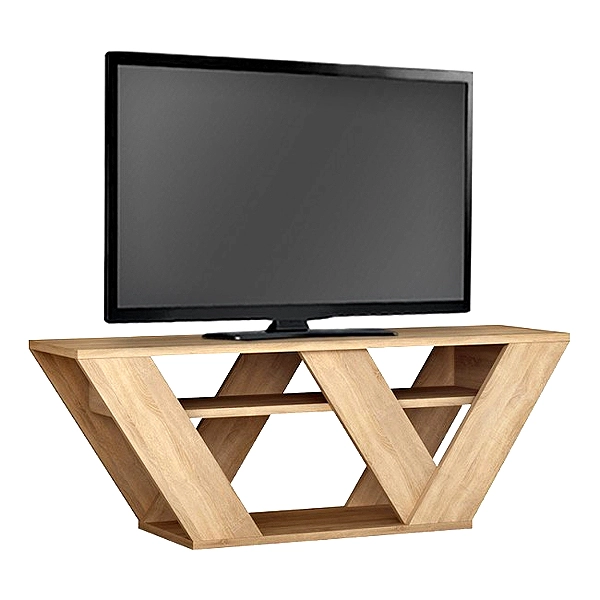 Έπιπλο τηλεόρασης Pipralla μελαμίνης χρώμα φυσικό οξιάς 110x30x40εκ.