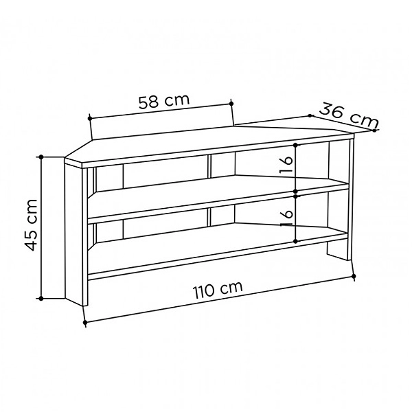 Έπιπλο τηλεόρασης γωνιακό Thales μελαμίνης χρώμα λευκό 110x36x45εκ.