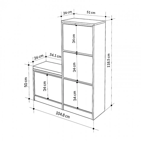 Παπουτσοθήκη μελαμίνης Dude  χρώμα γκρι ρετρό 104,8x26x118,5εκ.