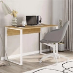 Γραφείο εργασίας Inna Megapap χρώμα sapphire oak - λευκό 100x60x75εκ.