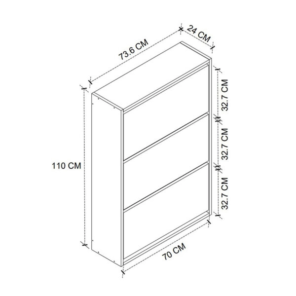 Παπουτσοθήκη μελαμίνης Nave 18 ζευγών χρώμα λευκό 73,6x24x110εκ.