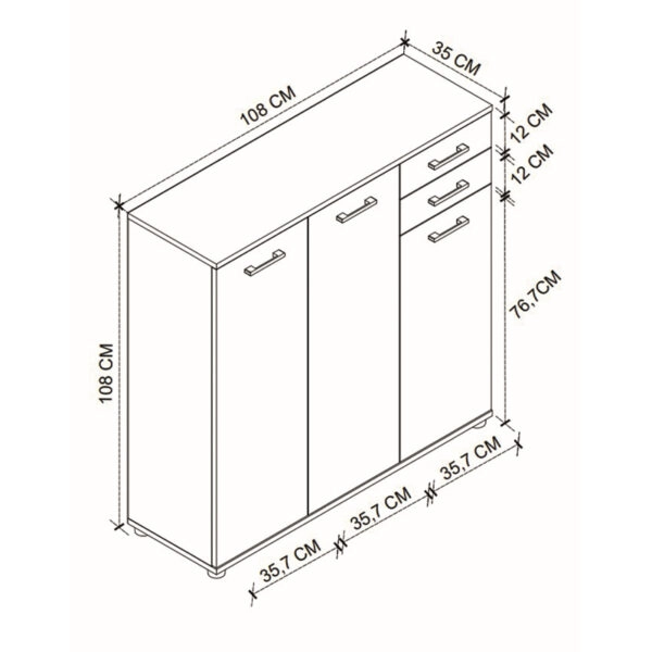 Παπουτσοθήκη - ντουλάπι Polly  από μελαμίνη χρώμα λευκό 108x35x108εκ.