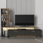 Σύνθεση τηλεόρασης Simal Megapap με LED χρώμα ανθρακί - sepet oak 168,2x31,3x120εκ.