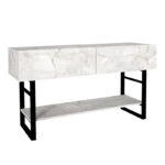 Κονσόλα Aron Megapap χρώμα λευκό εφέ μαρμάρου 138,8x41x75,7εκ.