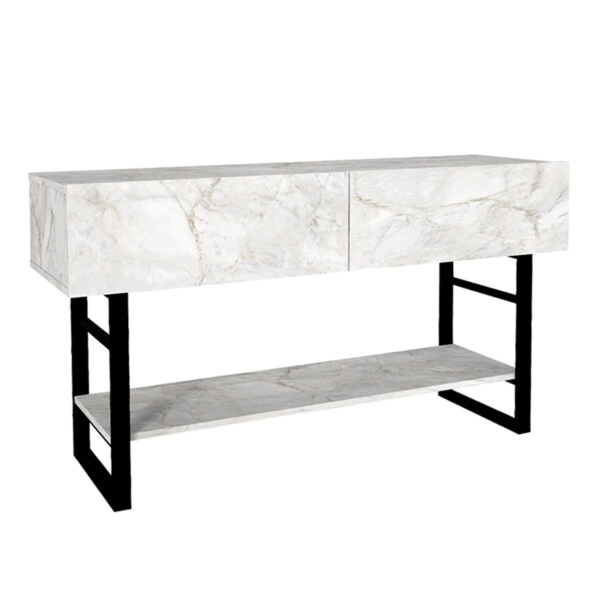 Κονσόλα Aron Megapap χρώμα λευκό εφέ μαρμάρου 138,8x41x75,7εκ.