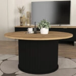 Τραπεζάκι σαλονιού Bohema Megapap χρώμα μαύρο - sepet oak Ø85x43,2εκ.