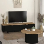 Έπιπλο τηλεόρασης Bohema Megapap χρώμα μαύρο - sepet oak 180x47x45,6εκ.
