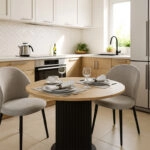 Τραπέζι Bohema Megapap χρώμα μαύρο - sepet oak Ø90x77,7εκ.