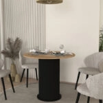 Τραπέζι Bohema Megapap χρώμα μαύρο - sepet oak Ø90x77,7εκ.