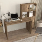 Γραφείο εργασίας Lesya Megapap αναστρέψιμο χρώμα καρυδί 159,2x59,6x141,2εκ.