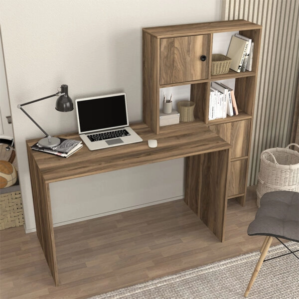 Γραφείο εργασίας Lesya Megapap αναστρέψιμο χρώμα καρυδί 159,2x59,6x141,2εκ.