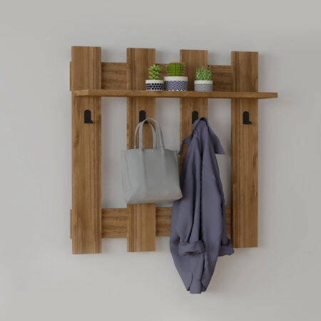 Κρεμάστρα τοίχου Carina Megapap χρώμα καρυδί 70x18x70εκ.