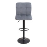 Σκαμπό μπαρ Carmelo Megapap με ρυθμιζόμενο ύψος βελούδο γκρι - βάση μαύρο ματ 45x42x90/113εκ.