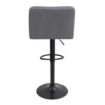 Σκαμπό μπαρ Carmelo Megapap με ρυθμιζόμενο ύψος βελούδο γκρι - βάση μαύρο ματ 45x42x90/113εκ.