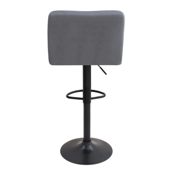 Σκαμπό μπαρ Carmelo Megapap με ρυθμιζόμενο ύψος βελούδο γκρι - βάση μαύρο ματ 45x42x90/113εκ.