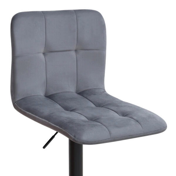 Σκαμπό μπαρ Carmelo Megapap με ρυθμιζόμενο ύψος βελούδο γκρι - βάση μαύρο ματ 45x42x90/113εκ.