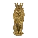 Artekko Animal Χρυσό Επιτραπέζιο Διακοσμητικό Λιοντάρι Ρητίνης (19x13x33)cm