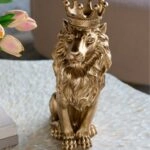 Artekko Animal Χρυσό Επιτραπέζιο Διακοσμητικό Λιοντάρι Ρητίνης (19x13x33)cm