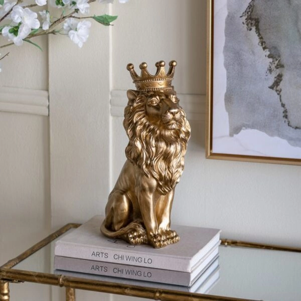 Artekko Animal Χρυσό Επιτραπέζιο Διακοσμητικό Λιοντάρι Ρητίνης (19x13x33)cm