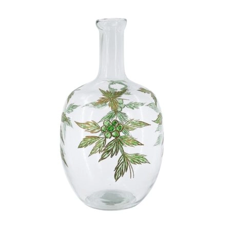 Artekko Aphelios Διάφανο Γυάλινο Βάζο με Πράσινα Λουλούδια (23x23x42)cm