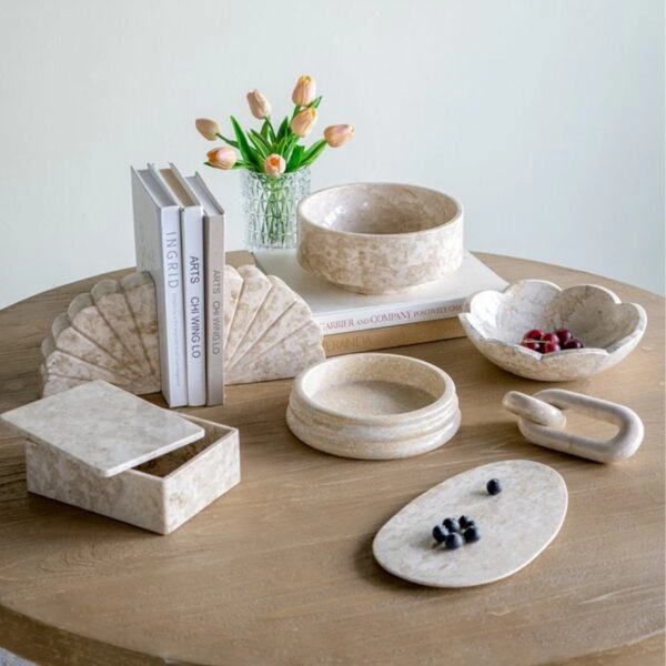 Artekko Marble Μπεζ Μαρμάρινο Μπολ (24x24x11)cm