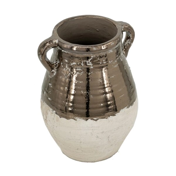 Artekko Candia Βάζο από Τερακότα σε Μπρονζέ με Μπεζ (24.5x24.5x33)cm