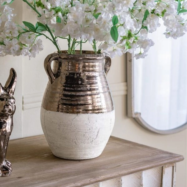 Artekko Candia Βάζο από Τερακότα σε Μπρονζέ με Μπεζ (24.5x24.5x33)cm