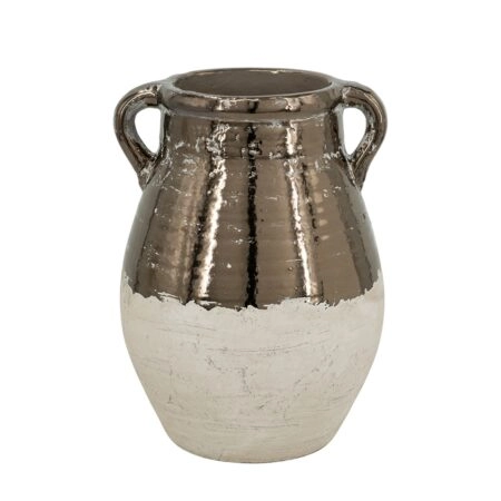 Artekko Candia Βάζο από Τερακότα σε Μπρονζέ με Μπεζ (24.5x24.5x33)cm